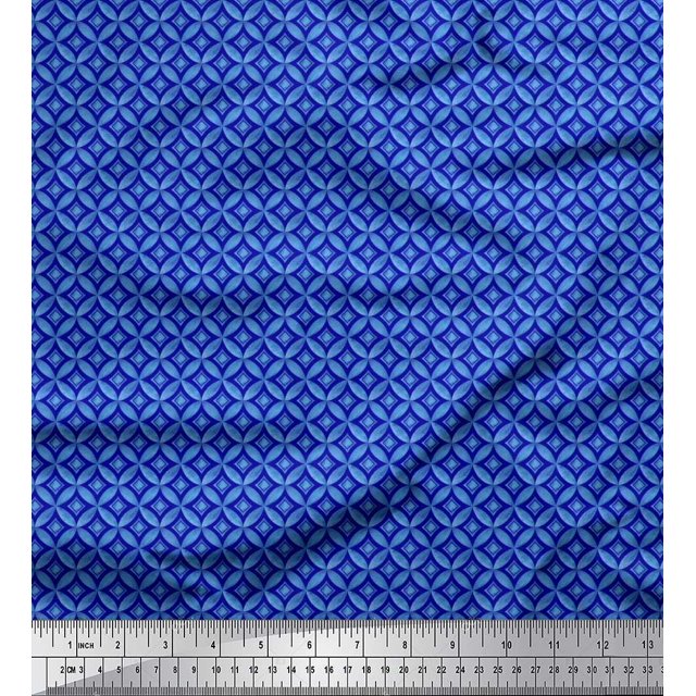 Soimoi Rayon Fabric Circle & Curve Diamond Geometric Print Fabric by the Yard 56 Inch Wide