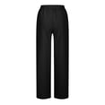 thumbnail image 4 of Women Casual Cotton Linen Drawstring Elastic Waist Long Wide Leg Pants, 4 of 6