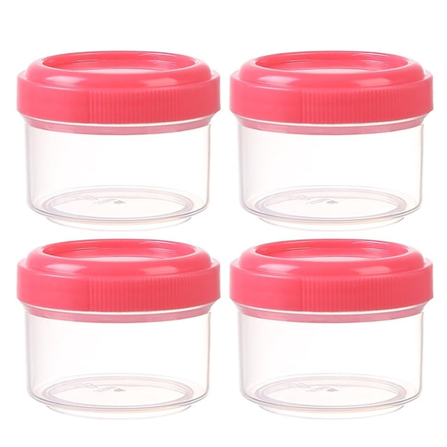 SIfdSeng Cadeaux de Noël 4 Pcs Mini Pots Transparents avec Couvercles Étanches Contenant Rond Transparent 35Ml Contenants de Rangement Rechargeables pour l'Organisation de la Maison et de la Cuisine