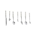thumbnail image 2 of Birdeem 7Pcs Pearl Flatware Set, Silverware Set- Creative Stainless Steel Flatware Pearl Ceramic Handle Silverware Tableware for Kitchen Hotel Home Steak Knife Dessert Spoon Dishwasher,1 Set, 2 of 6