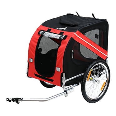 PawHut Pet Trailer Bike Bicycle Dog Cat Carrier w/Drawbar Hitch