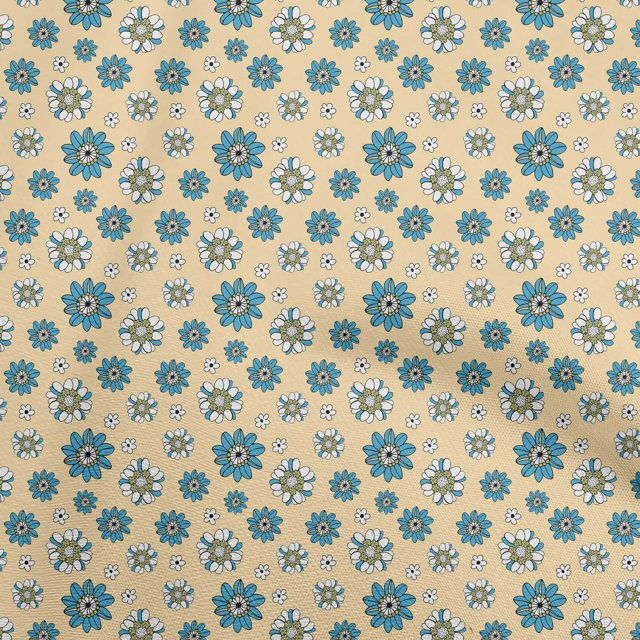 oneOone Polyester Spandex Light Beige Fabric Floral Retro Sewing Craft Projects Fabric Prints By Yard 56 Inch Wide