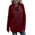thumbnail image 1 of Chandails d'Automne pour Femmes Col Roulé Tricot Côtelé Uni Manches Longues Hauts de Chandail Décontractés Amples Doux Confortables Chandail d'Hiver, 1 of 7