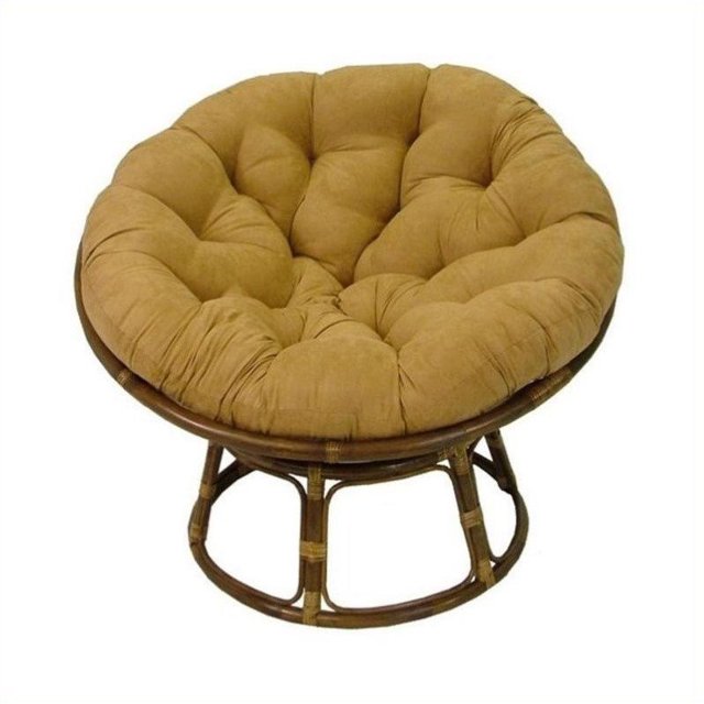 International Caravan 3312-MS-CM 42 in. Rattan Papasan Chair with Micro Suede Cushion, Camel