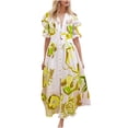 thumbnail image 1 of Cameland Mode Femmes Été Imprimée Manches Courtes Col en V à Volants Robe Décontractée Décontractée, 1 of 6