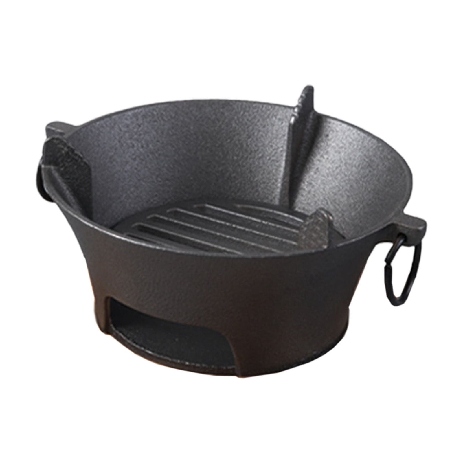 Cast Iron Round Charcoal Grill Outdoor Cooking Heating Portable Camping Picnic Backyard Bbq Grill Durables Iron Construction Size 16 Inches Diameter