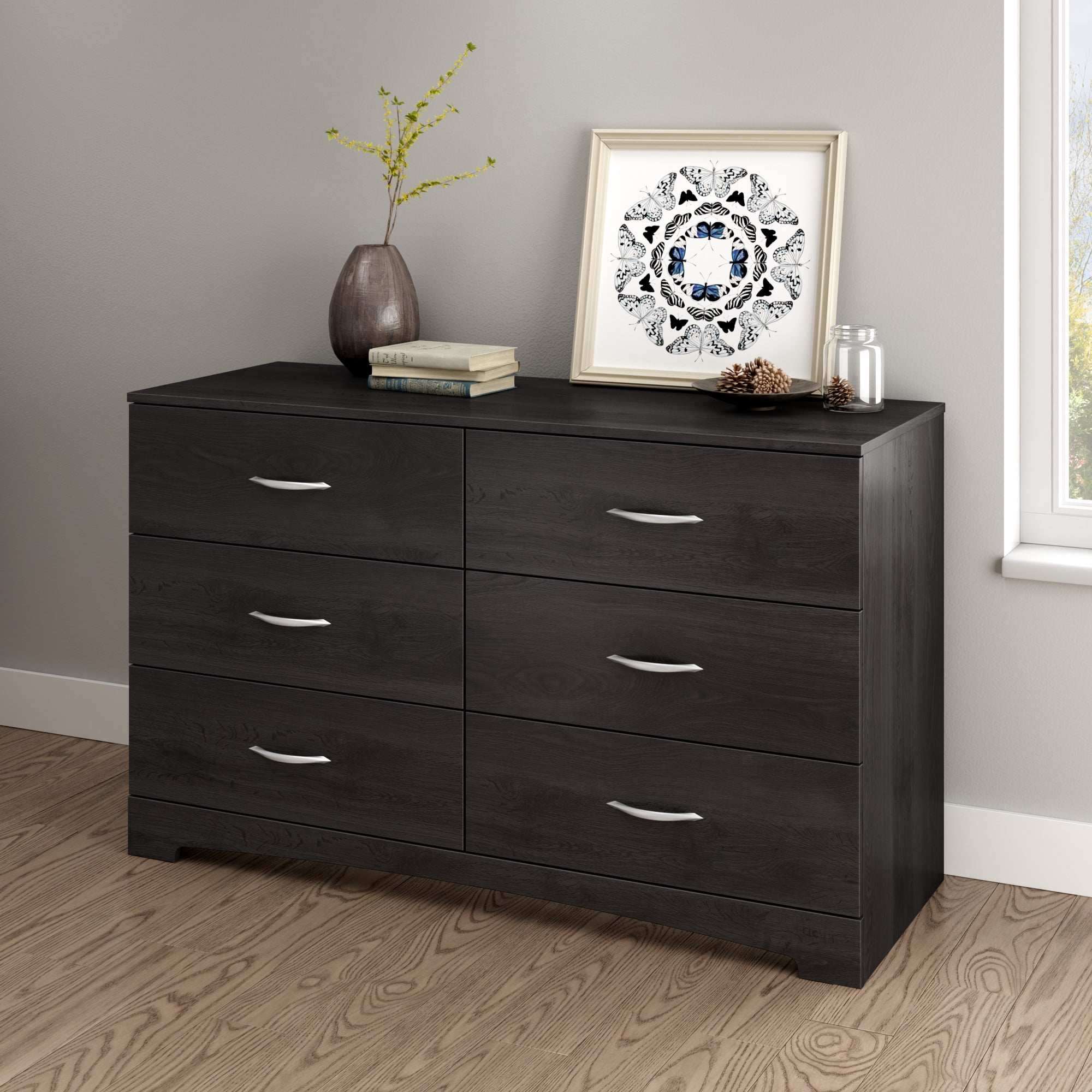 Commode 6 tiroirs pour Adulte, fini Chêne gris, collection Step One de Meubles South Shore