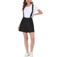 thumbnail image 2 of Unique Bargains Jupe à Bretelles Mini Décontractée pour Femme en Coton Lavé, Boutonnée devant, Ligne a, Noire, m, 2 of 6
