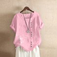 thumbnail image 2 of Pompotops Womens Casual Loose Button Linen Plus Size Daily Boho Tanic T-Shirt Blouse Tops, 2 of 4