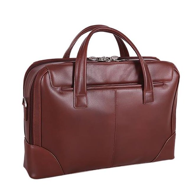 17 Po. R Series Harpswell, Mallette pour Ordinateur Portable en Cuir de Vachette à Double Compartiment - Marron