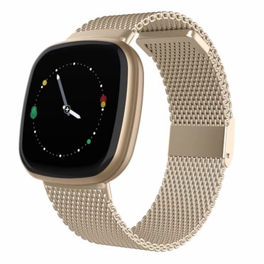 Compatible avec Fitbit Versa 3 Bracelets/Fitbit Versa Sense Bracelets, Bracelets en Maille en Acier Inoxydable avec Verrou Magnétique Ajustable pour Femmes Hommes