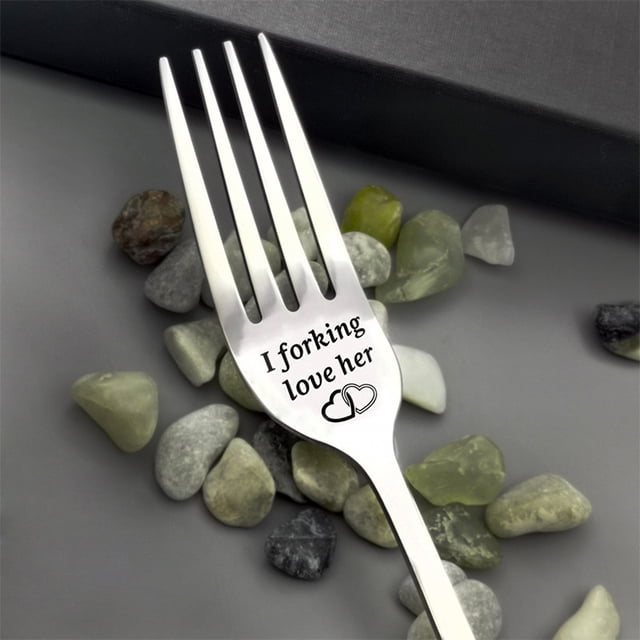 Oleegame 1PC Stainless Steel Cutlery Set Valentine Gift Tableware Engraved Fork Best Present For Husband Madam Family And Friends Tableware Printing Stainless Steel Fork
