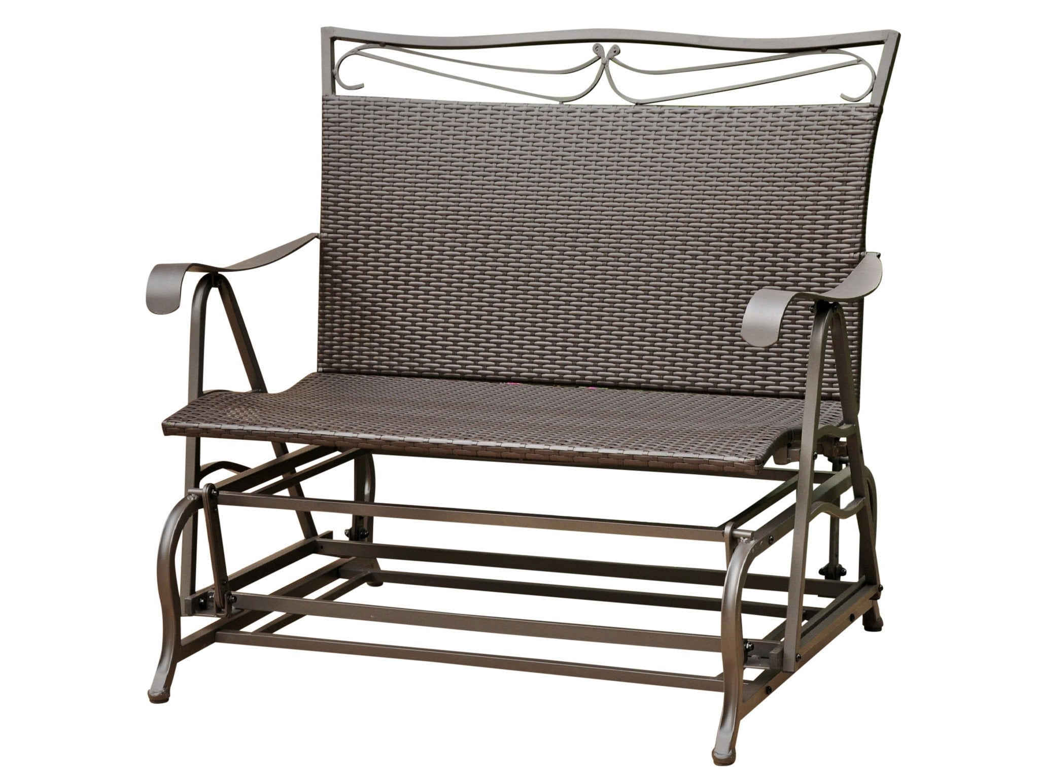 Pemberly Row Patio Glider Loveseat in Chocolate