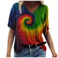 thumbnail image 2 of SMihono Hauts pour Femmes Été Chic Décontracté Mode T-Shirt d'Été pour Femmes Imprimé à Manches Courtes Col Rond T-Shirt Décontracté Hauts Tee Grande Taille T-Shirt, 2 of 3
