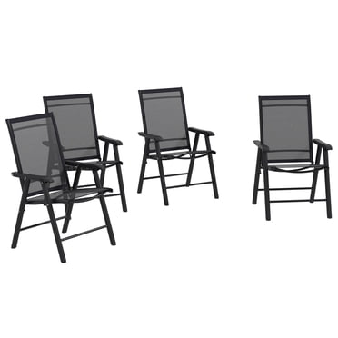 Outsunny Ensemble de 4 Chaises de Salle à Manger Pliantes pour Se Détendre sur le Patio, Noir