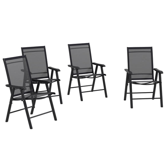 Outsunny 4-Piece Folding Dining Chair Set for Relaxing on Patio, Black