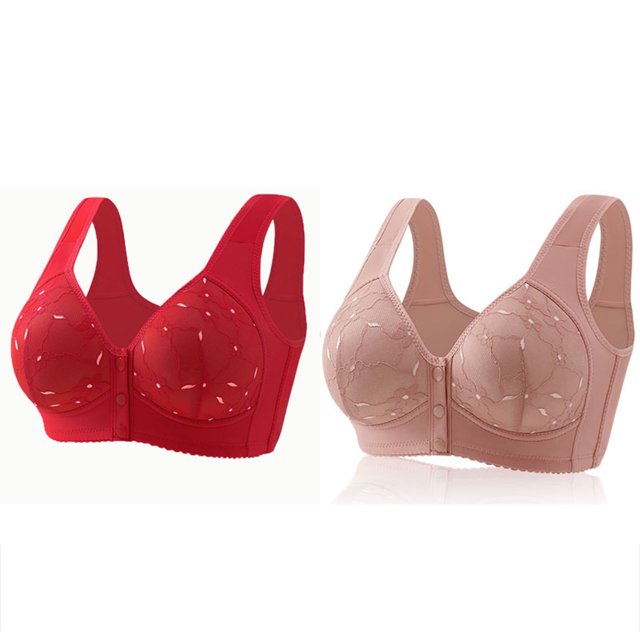 Yuyuzo Front Closure Bras for Women Plus Size 2 Pack Full Support Wireless Comfortable Everyday Bra