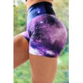 thumbnail image 3 of Women's Purple Galaxy Print Booty Yoga Shorts, 3 of 20