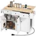 thumbnail image 1 of HOMCOM Mobile Kitchen Island with Power Outlet Drop Leaf Kitchen Cart White, 1 of 9