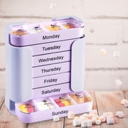 Vacemry Weekly Pill Organizer, 7 Day 28 Compartment Plastic Pill Box, Food Grade Storage Container for Home Travel Office, Portable Daily Vitamin Dispenser with Drawer Design