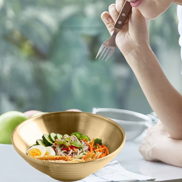 Bol Seau en Acier Inoxydable Bol à Ramen Bol Japonais pour Nouilles Froides Bol à Riz à Double Isolation Bol Haut-Parleur Grand Bol à Nouilles