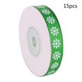 thumbnail image 2 of 15 Rolls Snowflake Print Christmas Red Green Grosgrain Ribbon Roll for DIY Craft, 2 of 3