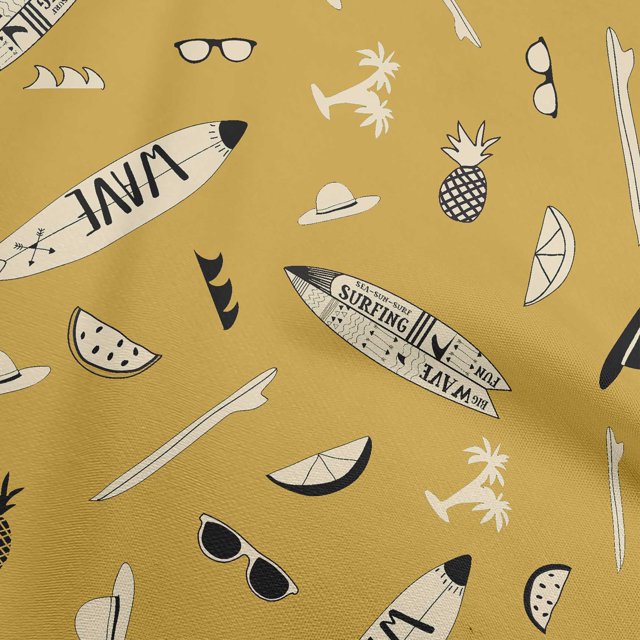 oneOone Polyester Spandex Dark Mustard Fabric Beach Sewing Material Print Fabric By The Yard 56 Inch Wide