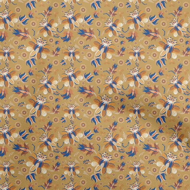oneOone Rayon Light Brown Fabric Asian Suzani Sewing Material Print Fabric By The Yard 56 Inch Wide