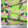 thumbnail image 3 of Soimoi Poly Georgette Fabric Floral & Peacock Bird Print Sewing Fabric Yard 52 Inch Wide, 3 of 3
