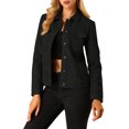 thumbnail image 1 of INSPIRE CHIC Veste en Faux Suède pour Femme à Col Rabattu, Poches à Rabat, Boutons-Pression, Noir, XX-Grand, 1 of 6