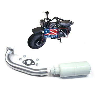 Exhaust With Muffler for: Mega Moto 212cc Pro, RB200, RT200, Coleman B200C, Monster Moto Classic 212cc, Mega Moto MM-B212-MXS Gas Powered Mini Bike.