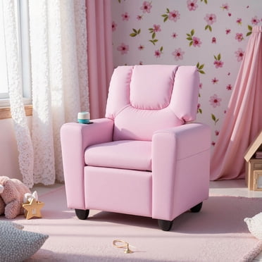 Costway Fauteuil pour Enfants Inclinable Fauteuil Canapé Siège avec Porte-Gobelet Rose
