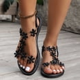 thumbnail image 1 of Styesk Womens Sandals Women's Summer New Large Size Rhinestone Flat Transparent One-line Strap Sandals, 1 of 9