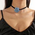 thumbnail image 2 of LinYooLi Collier Ras du Cou Fleuri pour Femmes Collier Gothique Floral à Lacets Collier Rose Long Collier en Velours pour Mariage Fête d'Été, 2 of 6