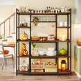 thumbnail image 3 of Large Bakers Rack, 55" Wide Kitchen Hutch Cabinet Microwave Stand with 11 Hooks, 3 of 5