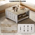 thumbnail image 3 of HOMCOM 31.5" Square Coffee Table, Farmhouse 2-Tier Center Table for Living Room, Distressed Oak and Brown, 3 of 7