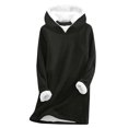 thumbnail image 1 of Hauts à Manches Longues pour Femmes, à Capuche, en Peluche Épaissie, Chauds, à Col Rond, 1 of 1