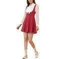 thumbnail image 1 of Unique Bargains Jupe à Bretelles pour Femme, Décor de Boutons, Ourlet Évasé, Robe au-Dessus du Genou, Rouge Foncé, TG, 1 of 5