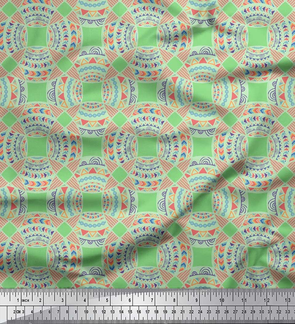 Soimoi Green Heavy Canvas Fabric Mandala Geometric Fabric Prints By Yard 58 Inch Wide