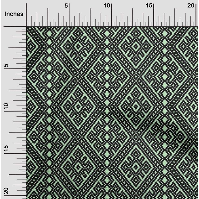 oneOone Georgette Viscose Fabric Ethnic Geometric Flame Stitch Print Sewing Fabric BTY 42 Inch Wide