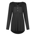 thumbnail image 4 of Birdeem Womens V-Neck Button Fold Womens Solid Long Sleeve Large Top Top, 4 of 4