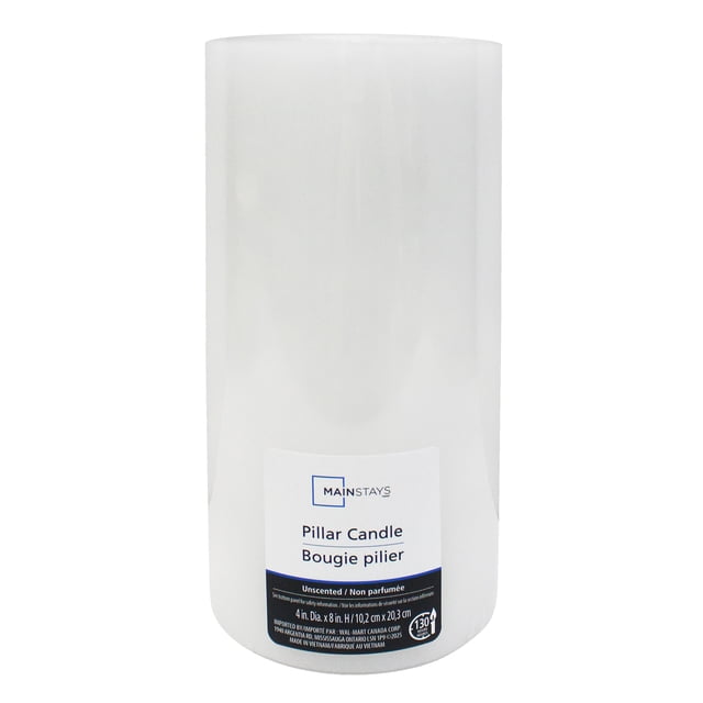 Mainstays Unscented White Pillar Candle
