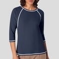 thumbnail image 2 of JIRNDf Chemises pour Femmes Hauts d'Été Tendance Manches Longues Col Rond Drôle Squelette Imprimé Coupe Ajustée T-Shirt Tunique T-Shirt pour Femmes Blouse Décontractée Bleu Marine P, 2 of 5
