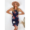 thumbnail image 3 of POGLIP Women's Blooming Red Flower Print Navy Sleeveless Dress, 3 of 6