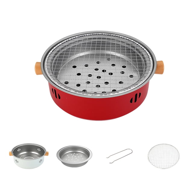 Antqov Barbecue Rond Extérieur Grill Barbecue Grill Autour de la Cuisinière Cuisson Thé Barbecue Grill Grill Charbon de Bois Feu Grill Friteuse Extérieure