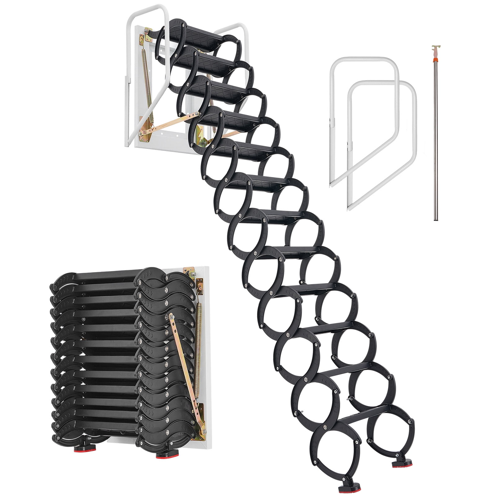 VEVOR Steel Attic Ladder Wall-Mounted 660LBS/299.4KG Capacity for 9.5-10 ft Ceilings
