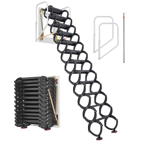 VEVOR Steel Attic Ladder Wall-Mounted 660LBS/299.4KG Capacity for 9.5-10 ft Ceilings