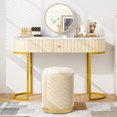 thumbnail image 3 of Giantex Ensemble de 2 Ottomans de Hauteur, Tabouret Emboîtable Rembourré pour la Maison, Table d'Appoint Compacte pour Chaussures d'Entrée, Repose-Pieds de Coiffeuse, 3 of 10