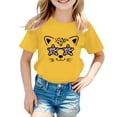 thumbnail image 1 of LUOGENLI T-Shirt pour Filles Enfant Filles Mignon Graphique Col Rond Manche Courte Tee Été Décontracté T-Shirt Chandails pour Filles Tendance Été Midi Jaune 3-4 Ans, 1 of 5