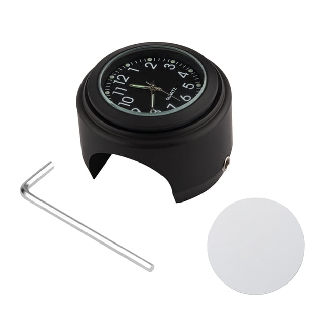 Arealer Universal Motorcycle Handlebar Meter Clock Waterproof Replacement for Motorcycles Bicycles 22mm-25.4mm7/8 ''- 1'' Handlebars Black Shell Black Dial Clock